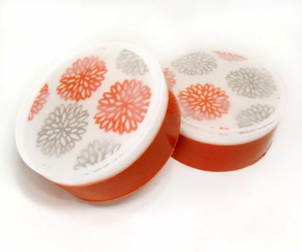 Red and Grey Mums Graphic Shea Butter Soap Black Currant and Nectarine Scent
